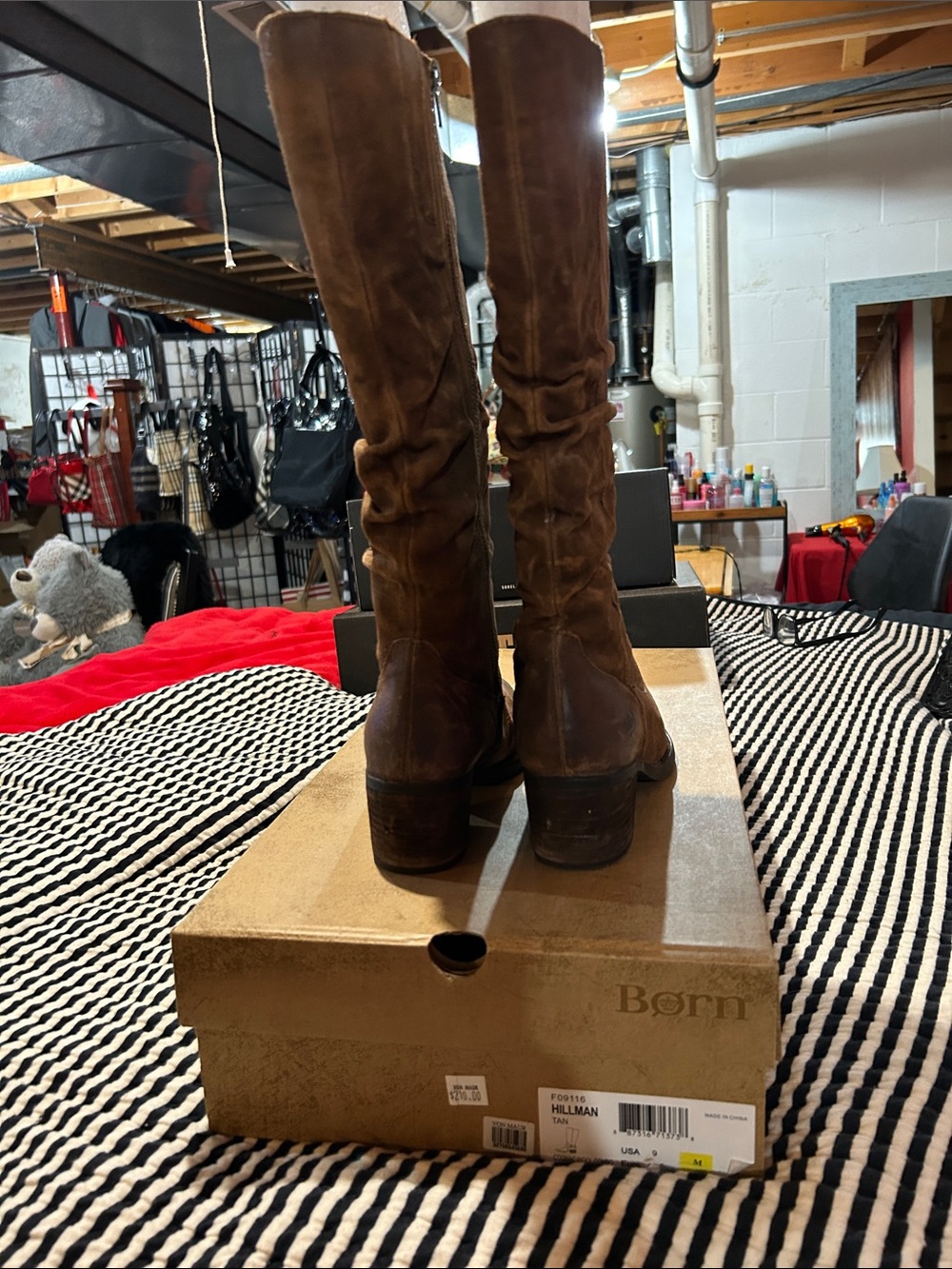 Born Tan Suede Mid-Calf Slouch Boots - Picture 5 of 8